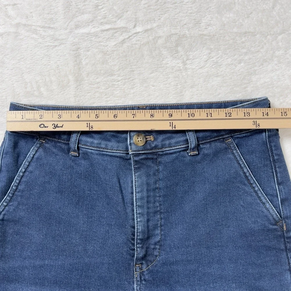 J. Crew High Rise Trouser Jeans Women Sz 28 Blue Wide‎ Leg Stretch